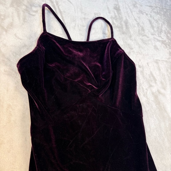 Vintage Catalyst Velvet Slip Dress Burgundy Plum Spaghetti Strap Mini Dress 2P - Picture 3 of 9